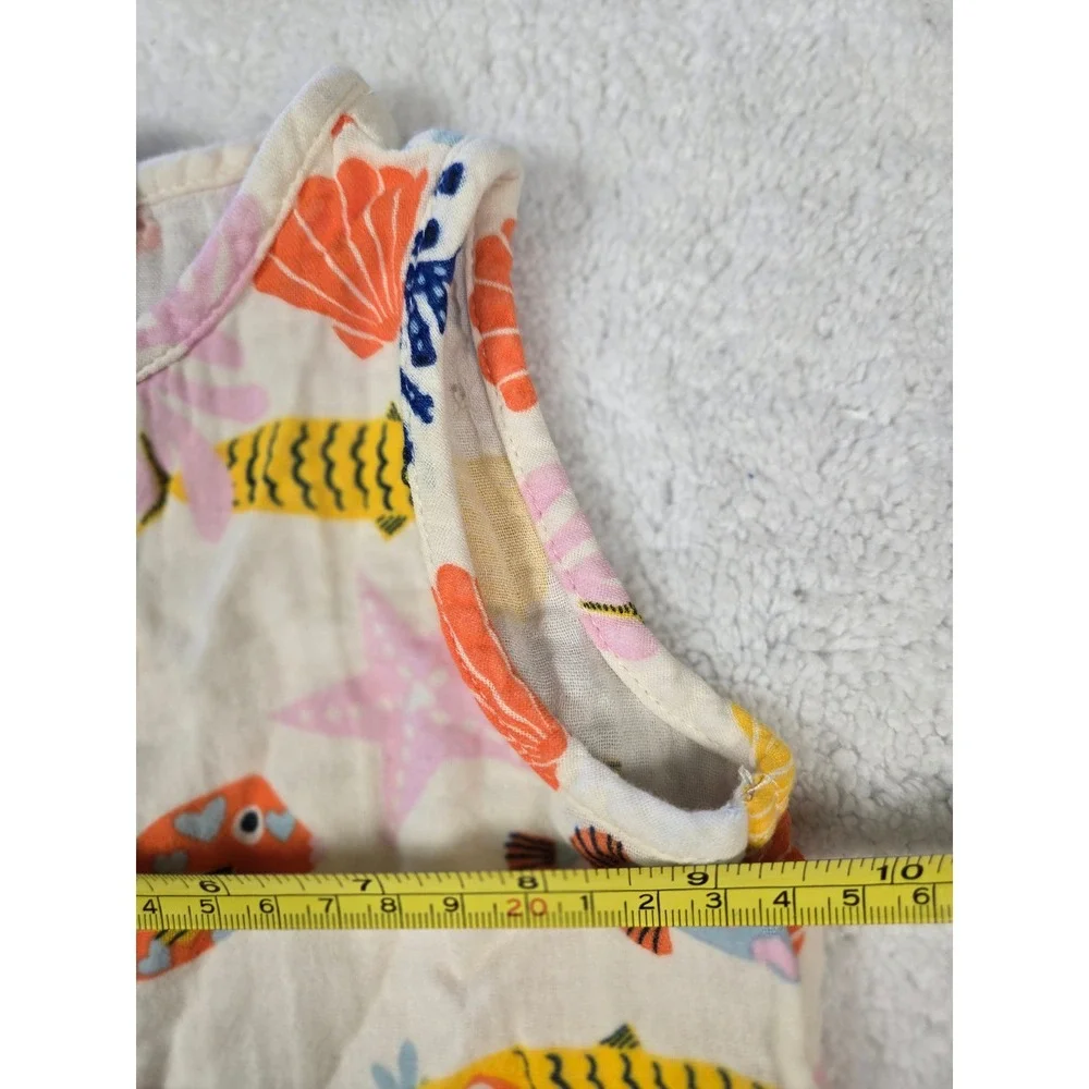 Old Navy Baby Sea Life Fish Cotton Gauze Bubble Romper Cream 18-24 Months
